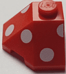 Wedge 2 x 2 (Slope 45 Corner) with White Polka Dots Pattern