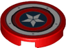 Tile, Round 2 x 2 with Bottom Stud Holder with White Ring, Star in Dark Blue Circle Pattern (Captain America Shield)