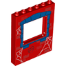Panel 1 x 6 x 6 with Window with Spider Webs, Blue Stones Frame, and Black 'PP+MJ' in Heart Pattern