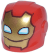 Minifigure, Headgear Helmet Armor Plates and Ear Protectors with Gold Iron Man Faceplate, Medium Azure and White Eye Holes, Dark Brown Trim and Smile Pattern