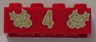Brick 2 x 4 with Gold Holly and  '4' Pattern
