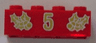 Brick 2 x 4 with Gold Holly and  '5' Pattern