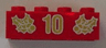 Brick 2 x 4 with Gold Holly and '10' Pattern