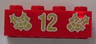 Brick 2 x 4 with Gold Holly and '12' Pattern
