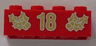 Brick 2 x 4 with Gold Holly and '18' Pattern