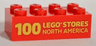 Brick 2 x 4 with '100 LEGO STORES NORTH AMERICA' Pattern