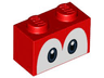 Brick 1 x 2 with Dark Blue and Black Eyes on White Background Pattern (Super Mario Yoshi)