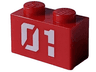 Brick 1 x 2 with White '01' Pattern