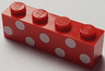 Brick 1 x 4 with 7 White Polka Dots Pattern