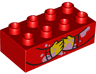 Duplo, Brick 2 x 4 with Hands, Arms and Pink Ice Cream Stains Pattern