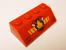 Slope 45 2 x 4 with Fire Logo with Yellow Diagonal Stripes and Black Vents Pattern