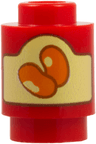 Brick, Round 1 x 1 with Orange Jelly Beans with Dark Orange Outlines on Bright Light Yellow Label with Reddish Brown Outline Pattern