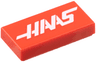 Tile 1 x 2 with White 'HAAS' Pattern