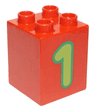 Duplo, Brick 2 x 2 x 2 with Number 1 Lime Pattern