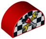 Duplo, Brick 2 x 4 x 2 Slope Curved Double with Checkered Flag and Crossed Tools with Mouse Ears Pattern