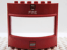 Duplo Wall with Window 3 x 8 x 6 Round with LEGO Logo, Flames on Badge and White 'FIRE' Pattern