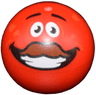 Technic Ball Joint with Black Eyebrows, Open Smile with Teeth, Reddish Brown Moustache, White Eyes Pattern (Tomatohead)