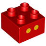 Duplo, Brick 2 x 2 with 2 Yellow Dots Pattern