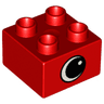 Duplo, Brick 2 x 2 with Black and White Eye with Spot Pattern on Opposite Sides