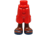 Mini Doll Hips and Trousers Cropped Large Pockets with Molded Reddish Brown Legs and Printed Dark Blue Sandals with V-Shaped Straps Pattern - Thin Hinge