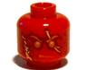 Minifigure, Head Orange Eyebrows and Eyes, Dark Red and Gold Scar and Flames Fire Energy, Angry Frown Pattern