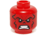 Minifigure, Head Alien with Black and Dark Red Contour Lines, Nose Hole / Nasal Cavity, and White Bared Teeth Pattern