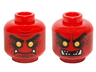 Minifigure, Head Dual Sided Alien Black Eyebrows, Yellow Eyes, Dark Red Spots, 2 Fangs, Closed Mouth / Open Mouth Teeth Pattern