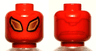 Minifigure, Head Alien with Large Gold Eyes with Black Outline, Dark Red Lines on Back Pattern
