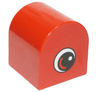 Duplo, Brick 2 x 2 x 2 Slope Curved Double with Circled Black Eye with Arc and White Pupil Pattern on Both Sides