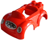 Duplo Car Body with 2 Studs on Back, Small Windshield and Hitch with Silver Headlights and Dark Silver Grille with Mouse Heads Pattern