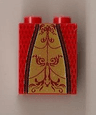 Slope 65 2 x 2 x 2 with Bottom Tube with Minifigure Dress / Skirt / Robe, Gold Panel with Dark Red Trim and Background Pattern