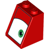 Slope 65 2 x 2 x 2 with Bottom Tube with Green Eye on Narrow White Background Pattern Model Right Side