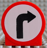 Duplo, Brick 1 x 2 x 2 Round Top with Black Right Turn Arrow on White Background Pattern