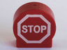 Duplo, Brick 1 x 2 x 2 Round Top with White 'STOP' in Octagon Pattern (Stop Sign)