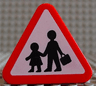 Duplo, Brick 1 x 3 x 2 Triangle Road Sign with School Children Pedestrian Crossing Warning Pattern