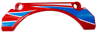 Technic, Panel Car Mudguard Arched 9 x 2 x 3 Straight Top with Blue and White Racing Stripes and Triangles Pattern