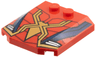 Wedge 4 x 4 x 2/3 Triple Curved with Dark Red Webs, Gold Spider, Dark Blue Stripes Pattern