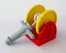 Duplo Hose Reel Holder 2 x 2 with Yellow Drum, Light Gray Hose Nozzle with Handles, String