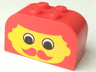 Slope, Curved 4 x 2 x 2 Double with 4 Studs with Yellow Face with Eyes and Moustache Pattern