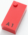 Brick, Braille 2 x 4 with 1 Stud with Black Capital Letter A / Number 1 Pattern (dots-1 ⠁)