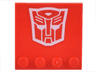 Tile, Modified 4 x 4 with Studs on Edge with White  Robot Mask Transformers Autobot Symbol Pattern