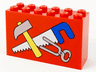 Brick 2 x 6 x 3 with Hammer, Tongs and Saw with Blue Handle Pattern