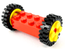 Brick, Modified 2 x 4 with Pins with 2 Yellow Wheel FreeStyle with Technic Pin Hole and 2 Black Tire 24mm D. x 8mm Offset Tread (6249 / 6248 / 3483)