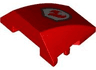 Wedge 4 x 3 Triple Curved No Studs with Black and Silver Fire Logo Badge Pattern