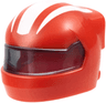 Minifigure, Headgear Helmet Formula 1 with Molded Trans-Black Visor and Printed White Stripes Pattern