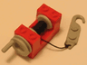 String Reel Winch 2 x 4 x 2 with Light Gray Drum with Black String and Light Gray Crane Hook Left