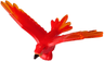 Phoenix, Spread Wings with Marbled Trans-Orange Feathers and Printed Black Beak, Eyes and Stripes, Bright Light Orange Face Pattern (HP Fawkes)