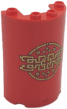 Cylinder Half 2 x 4 x 5 with 1 x 2 Cutout with Gold Geometric Chain, Rings and Symbols with Black Outlines Pattern