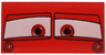 Tile 2 x 4 with Windscreen with Red Eyes on White Background Pattern