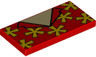 Tile 2 x 4 with Yellow Flowers, Tan Neck and Black Outlined Collar Pattern (BrickHeadz Dale Shirt Front)